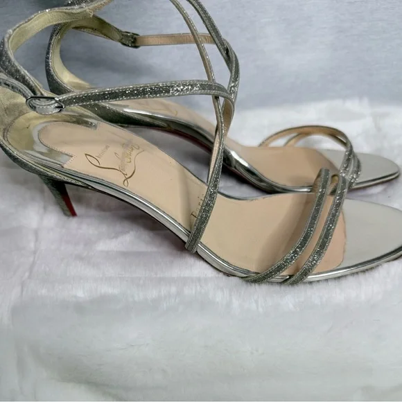 CHRISTIAN LOUBOUTIN Authentic Silver Strappy Sandals - Picture 10 of 15